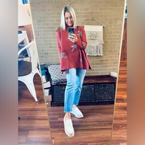 Entro Red Cheetah Pattern Turtleneck Sweater